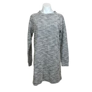 Lou & Grey LOFT Gray Crew Neck Long Sleeve Knit Pull On Sweater Tunic Dress Sz M